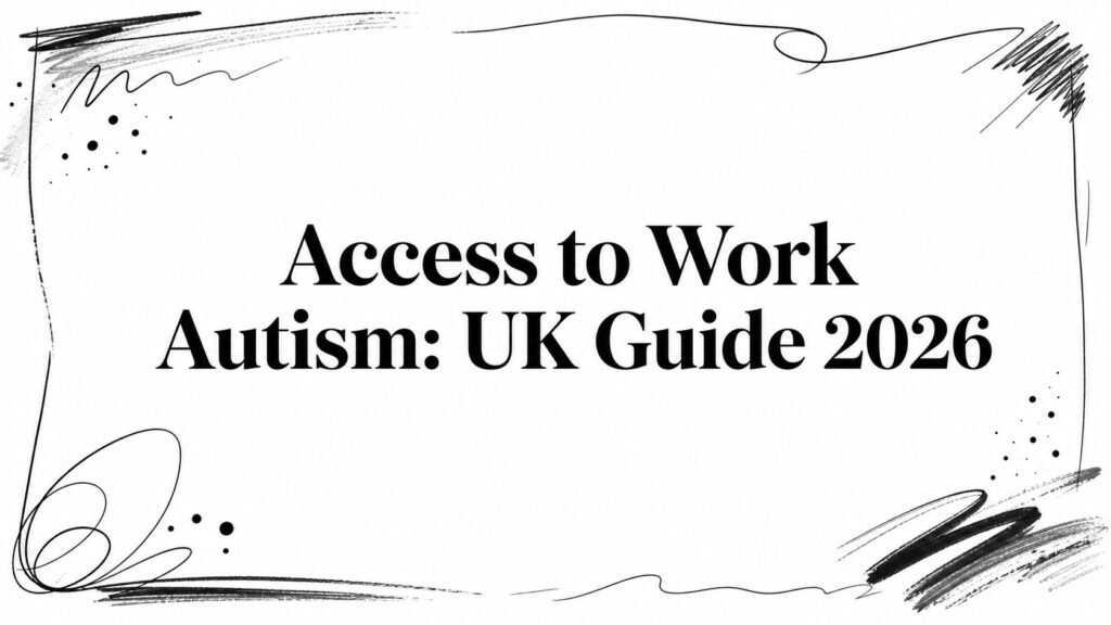 Decorative cover image framing the title: 'Access to Work Autism: UK Guide 2026' (informational, guide cover)