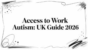 Decorative cover image framing the title: 'Access to Work Autism: UK Guide 2026' (informational, guide cover)